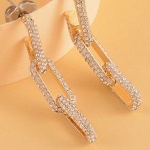 NEW-set of *3* Austrian Crystal Paper Clip Link Earrings